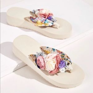 Floral flip flops